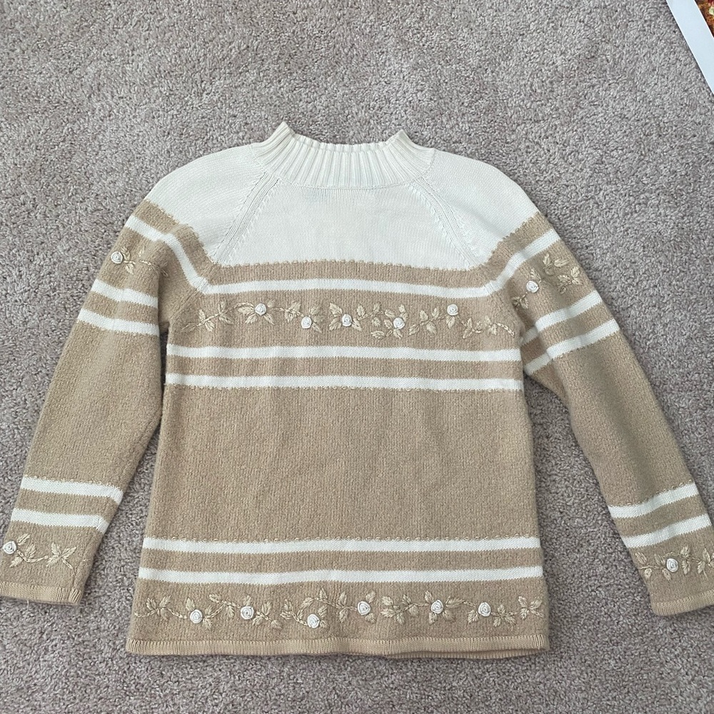 beautiful brown flower mockneck sweater